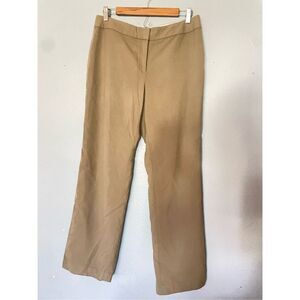 Elie Tahari Tan virgin wool Straight Leg Trouser Flat front  euc